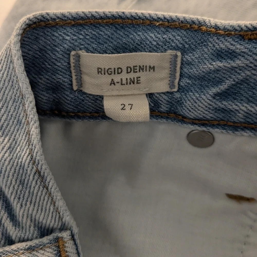 Madewell Light Wash Denim High Rise A-Line Mini Skirt Preppy Classic Essential